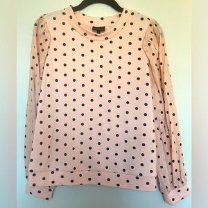 Who What Wear Peach With Black Polka Dot Puff Sleeve Sweatshirt Size Med…